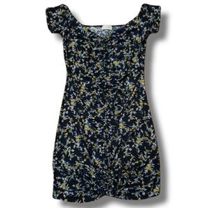 Four Leaf Womens Floral Ruched‎ Front Bodycon Dress Size Small
